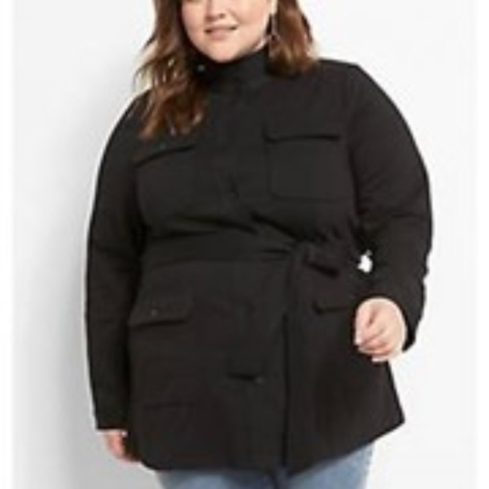 LB Black Belted Military Jacket - Ponte -Size 18WP